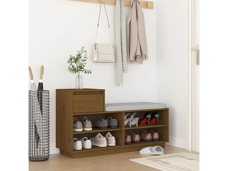Armoire à chaussures Marron miel 110x34x61 Bois de pin massif