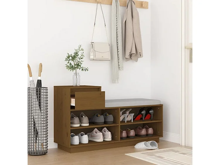 Armoire à chaussures Marron miel 110x34x61 Bois de pin massif
