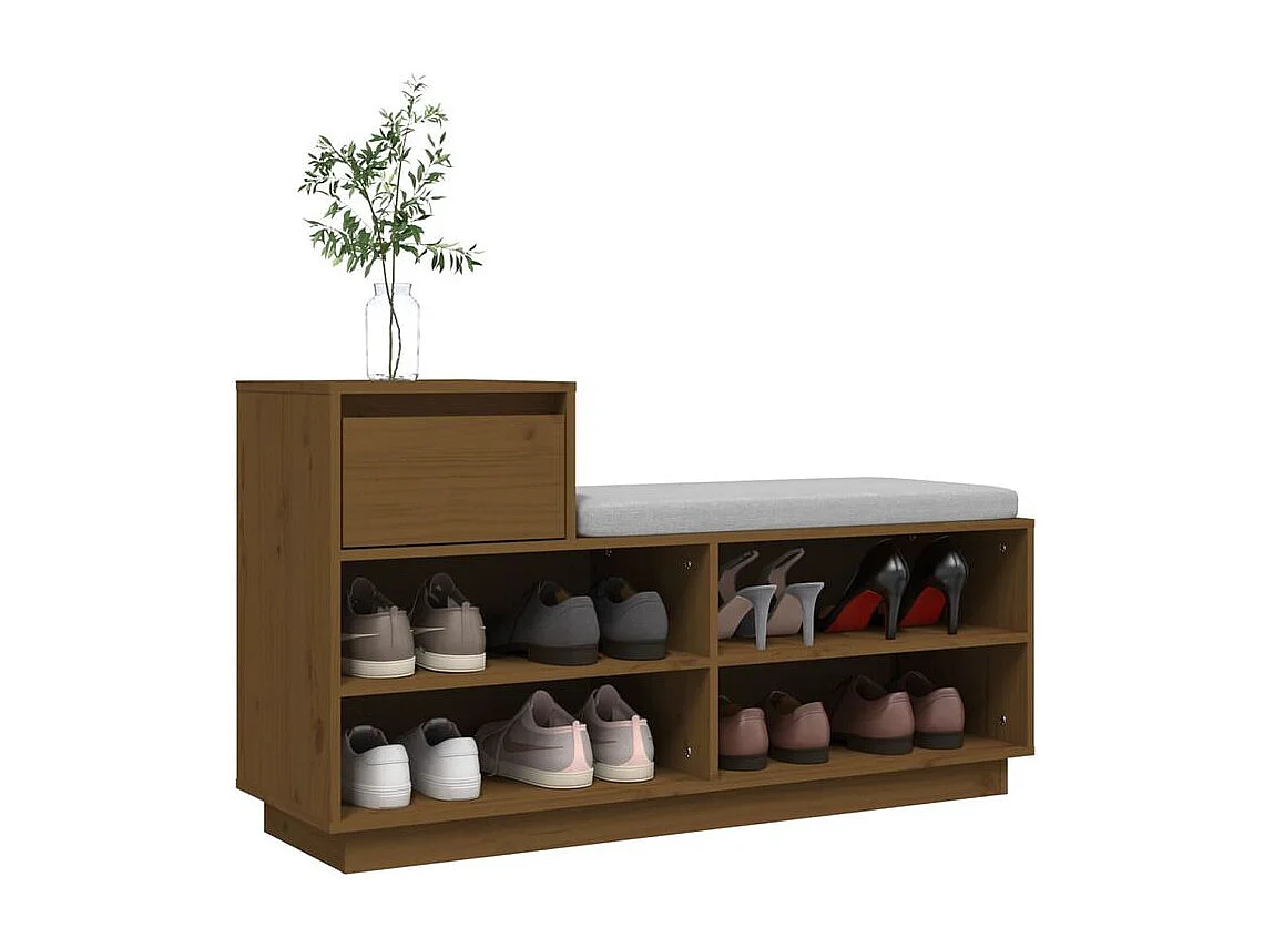 Armoire à chaussures Marron miel 110x34x61 Bois de pin massif