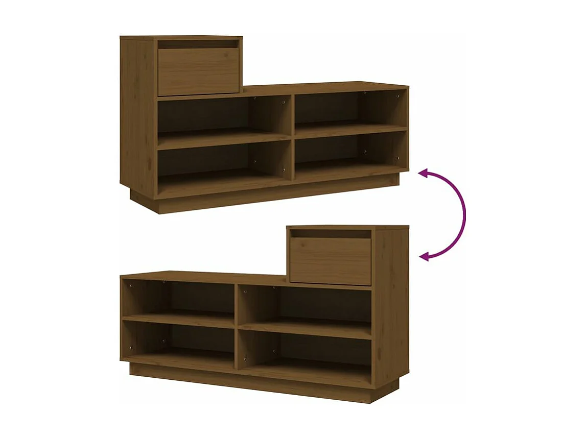 Armoire à chaussures Marron miel 110x34x61 Bois de pin massif