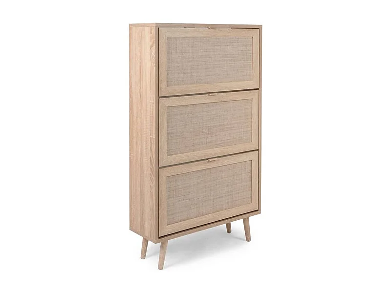 Finori Armoire à chaussures Bali 49A Chêne sonoma- impression de canne