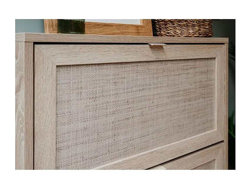 Finori Armoire à chaussures Bali 49A Chêne sonoma- impression de canne