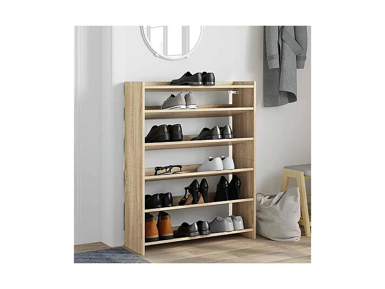 Étagère à chaussures chêne sonoma 80x25x100 bois d'ingénierie