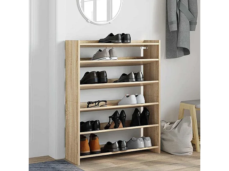 Étagère à chaussures chêne sonoma 80x25x100 bois d'ingénierie
