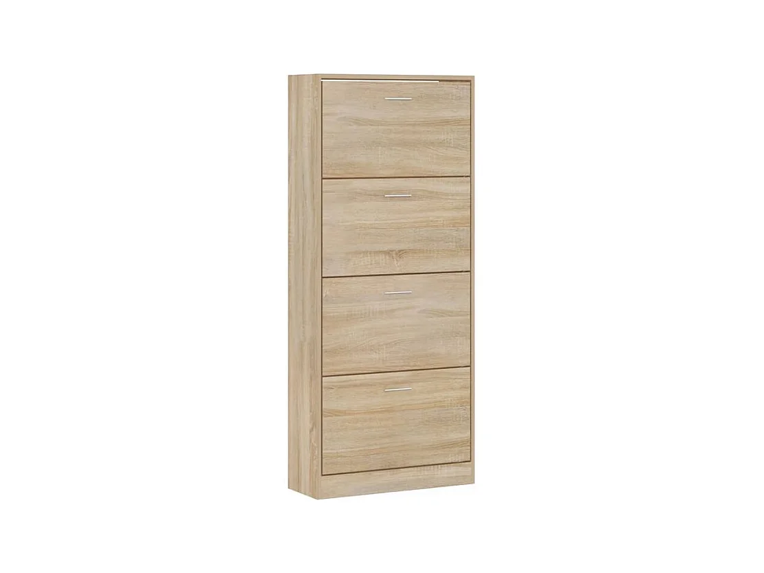 Armoire à chaussures en bois Puerto L63xH147xP24 – 4 portes rabattables-Couleur Chêne clair