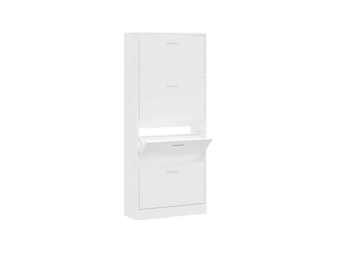 Armoire à chaussures en bois Puerto L63xH147xP24 – 4 portes rabattables-Couleur Blanc