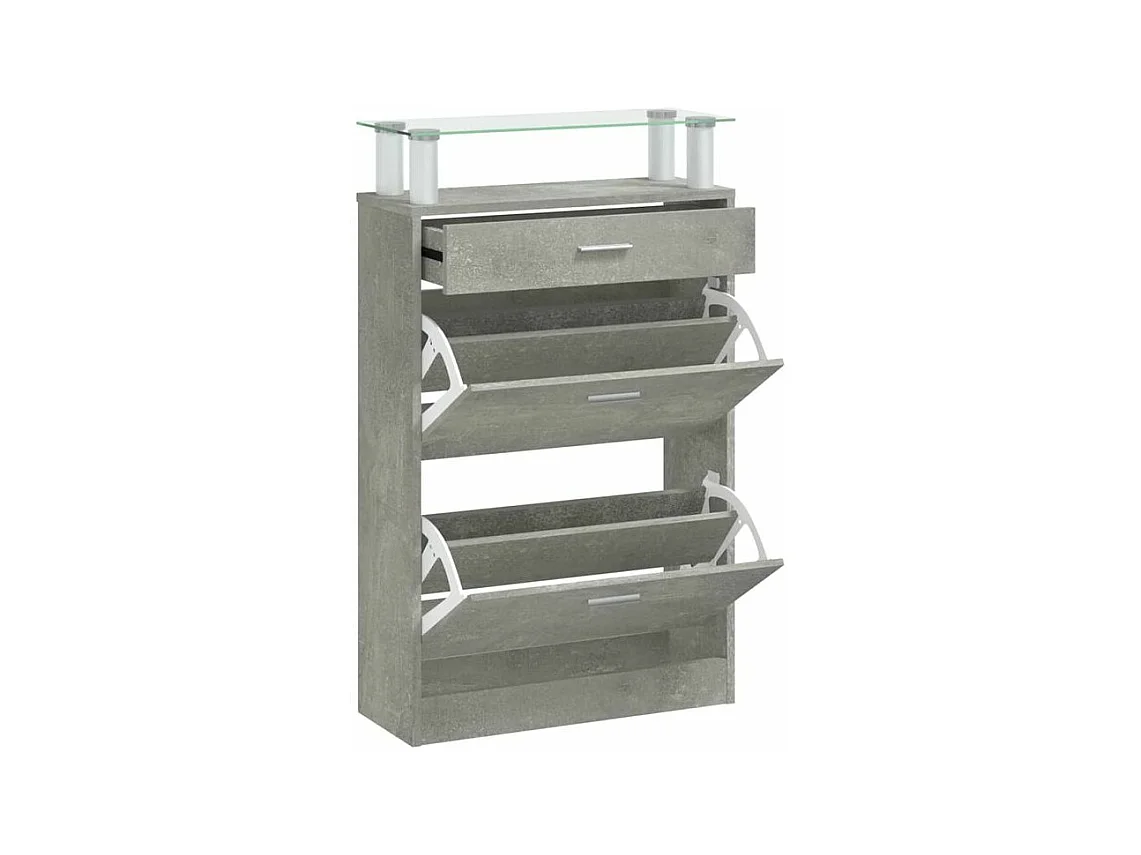 Armoire à chaussures Gris béton 63x24x104 Bois d'ingénierie