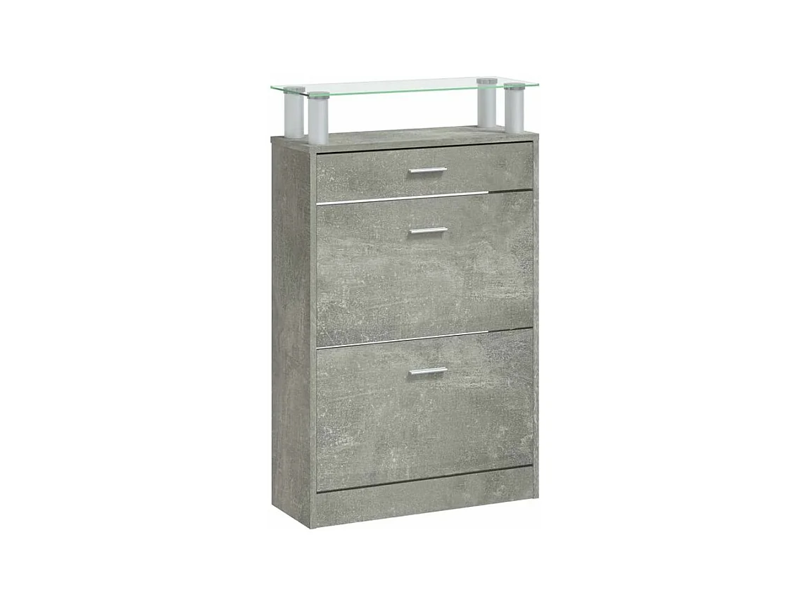 Armoire à chaussures Gris béton 63x24x104 Bois d'ingénierie