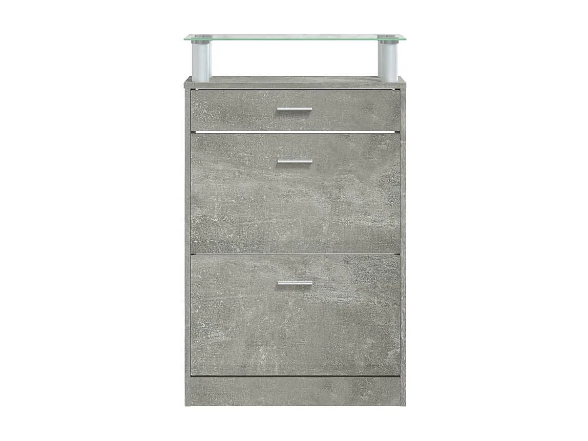Armoire à chaussures Gris béton 63x24x104 Bois d'ingénierie