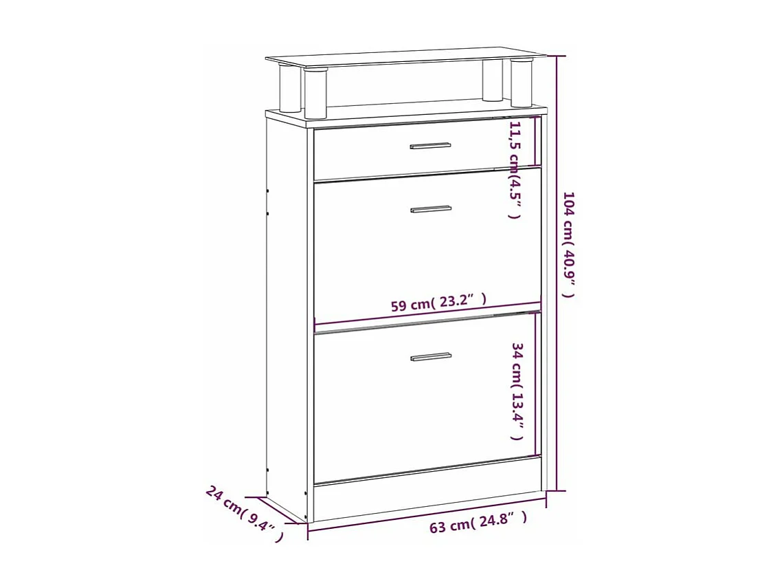 Armoire à chaussures Gris béton 63x24x104 Bois d'ingénierie