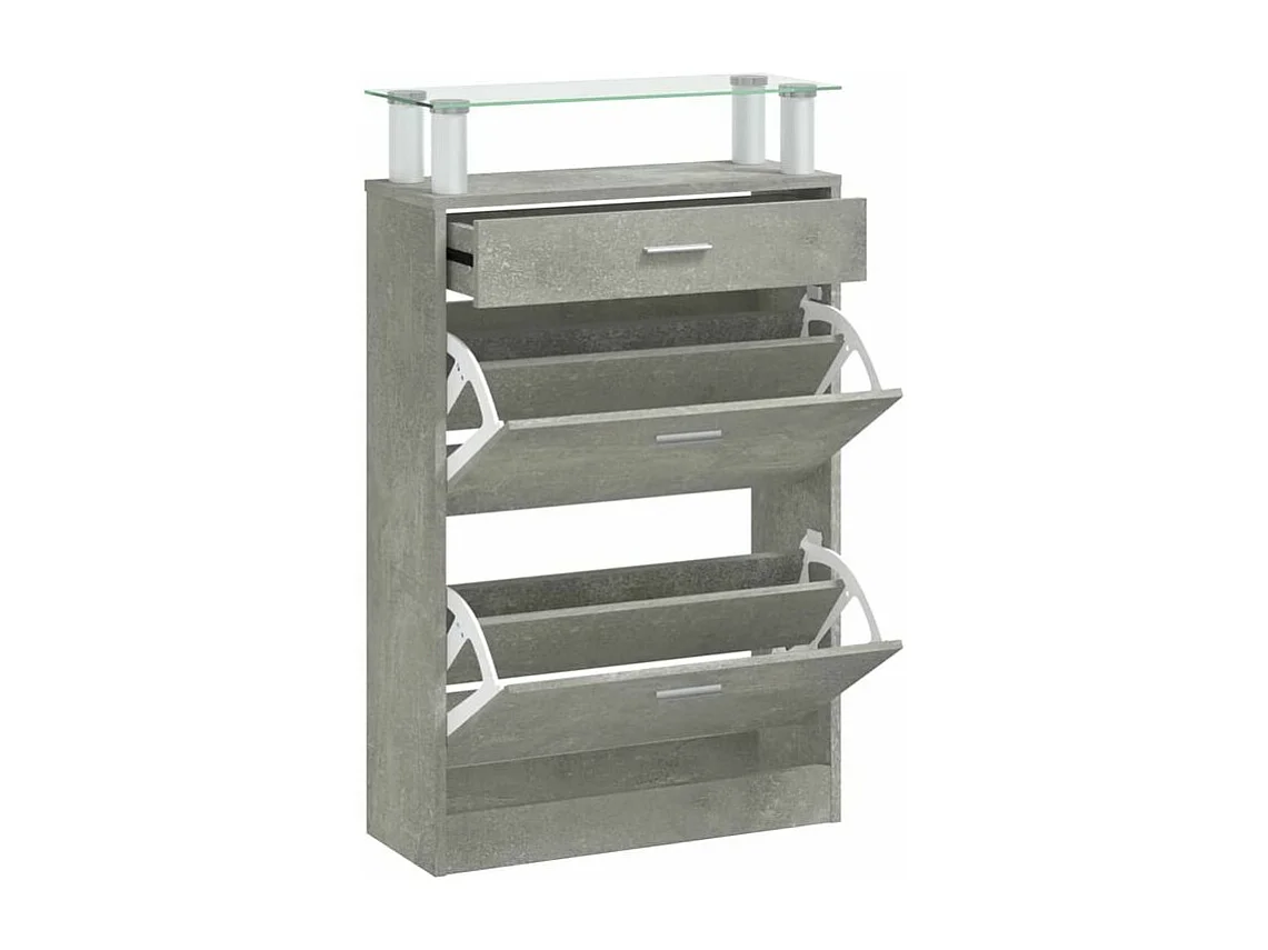 Armoire à chaussures Gris béton 63x24x104 Bois d'ingénierie