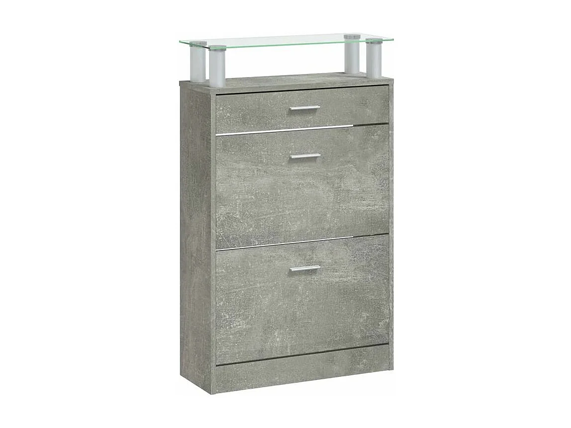 Armoire à chaussures Gris béton 63x24x104 Bois d'ingénierie