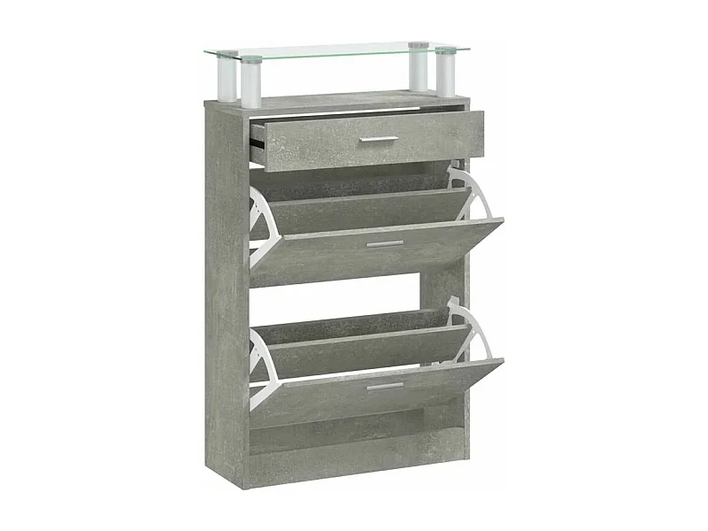 Armoire à chaussures Gris béton 63x24x104 Bois d'ingénierie