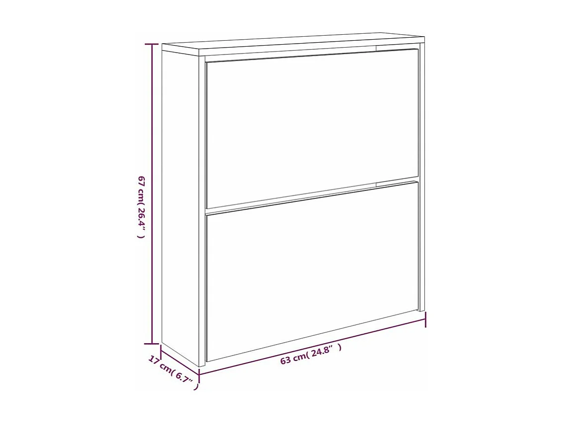 Armoire à chaussures 2 portes rabattables avec miroir Ranka H 67cm – Design moderne et élégant-Couleur Blanc brillant