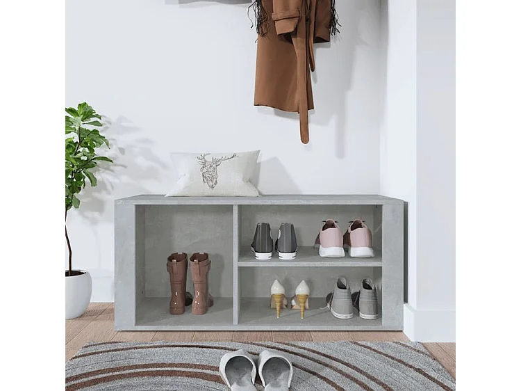 Armoire à chaussures Gris béton 100x35x45 Bois d'ingénierie
