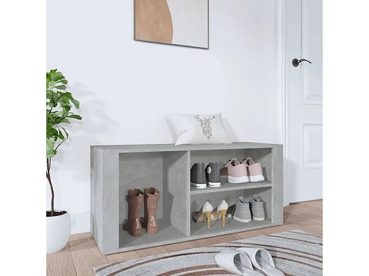 Armoire à chaussures Gris béton 100x35x45 Bois d'ingénierie