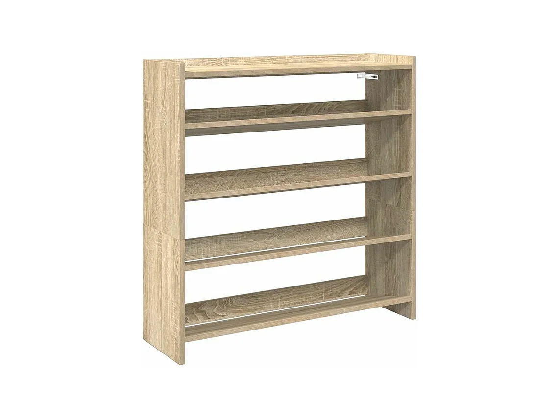 Étagère à chaussures en bois Manda L 80 x H 81cm - Rangement 5 niveaux-Couleur Chêne clair