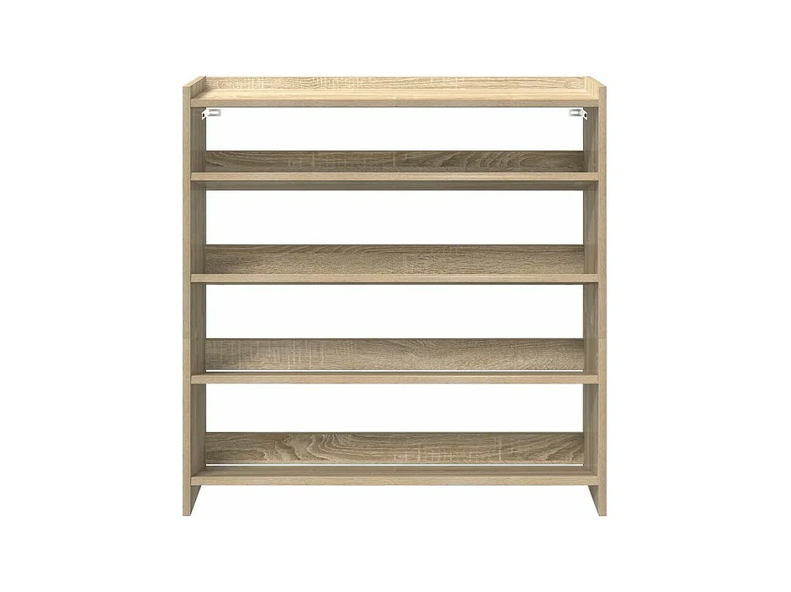 Étagère à chaussures en bois Manda L 80 x H 81cm - Rangement 5 niveaux-Couleur Chêne clair