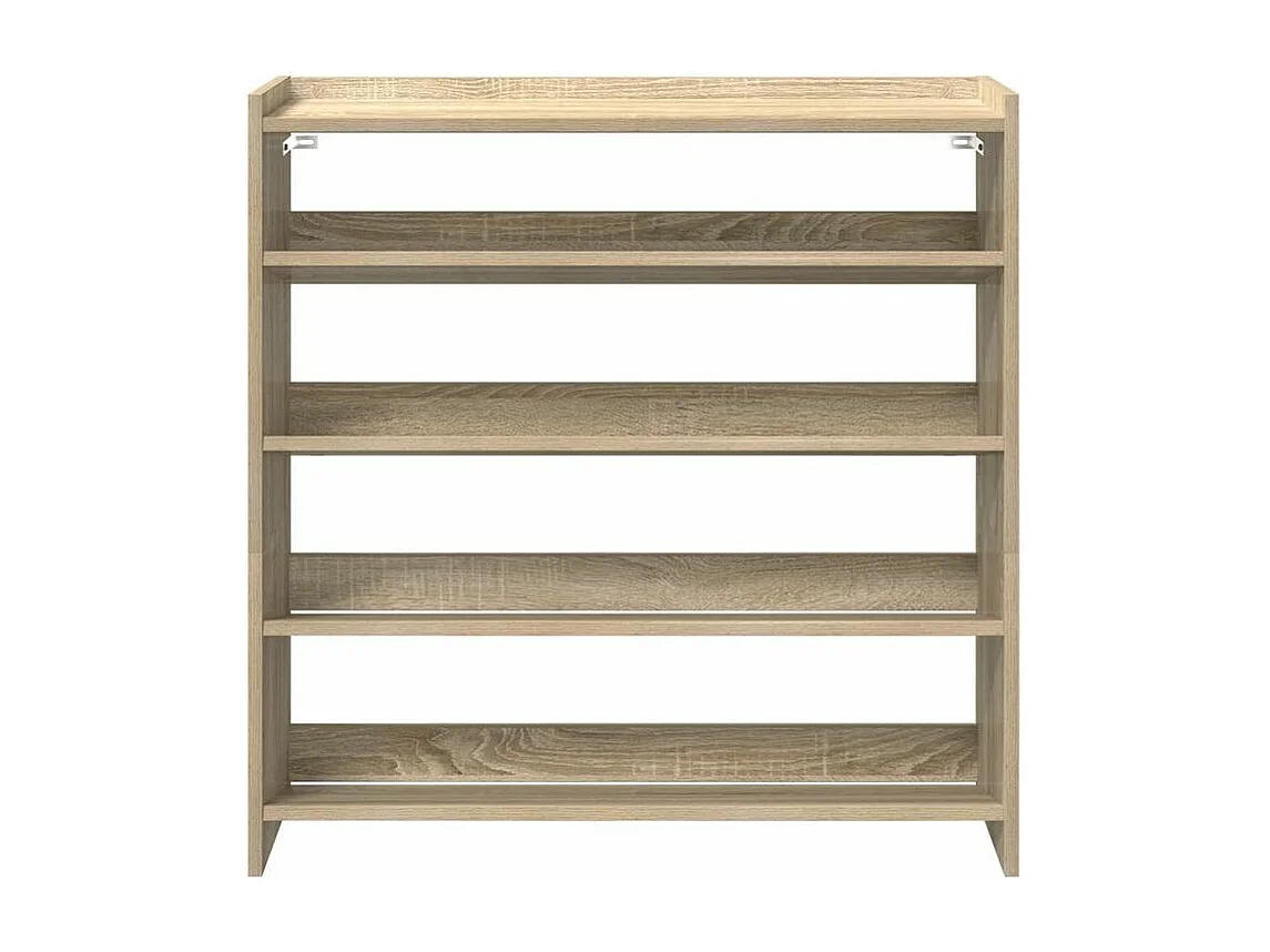 Étagère à chaussures en bois Manda L 80 x H 81cm - Rangement 5 niveaux-Couleur Chêne clair
