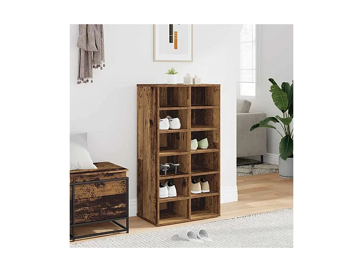 Étagère à chaussures vieux bois 54x34x100,5 bois d'ingénierie