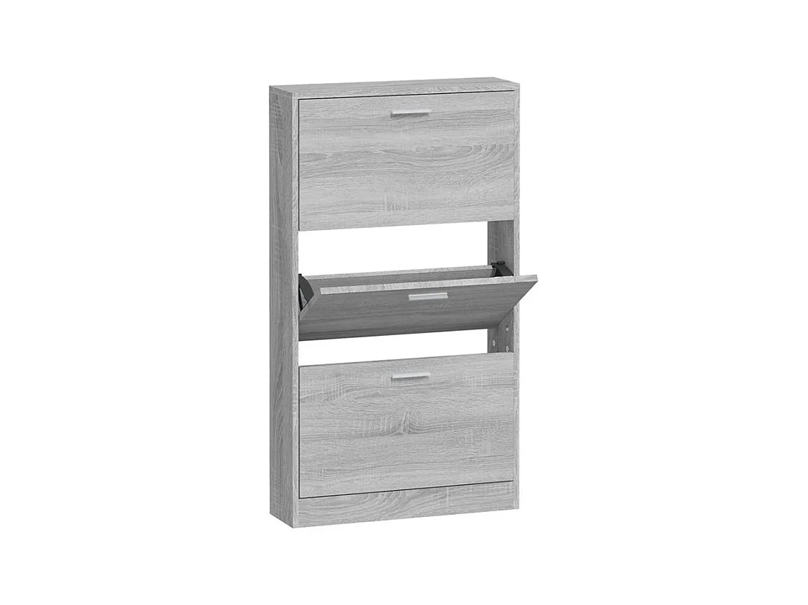 Armoire à chaussures en bois Puerto L59xH108xP17 – 3 portes rabattables-Couleur Chêne gris