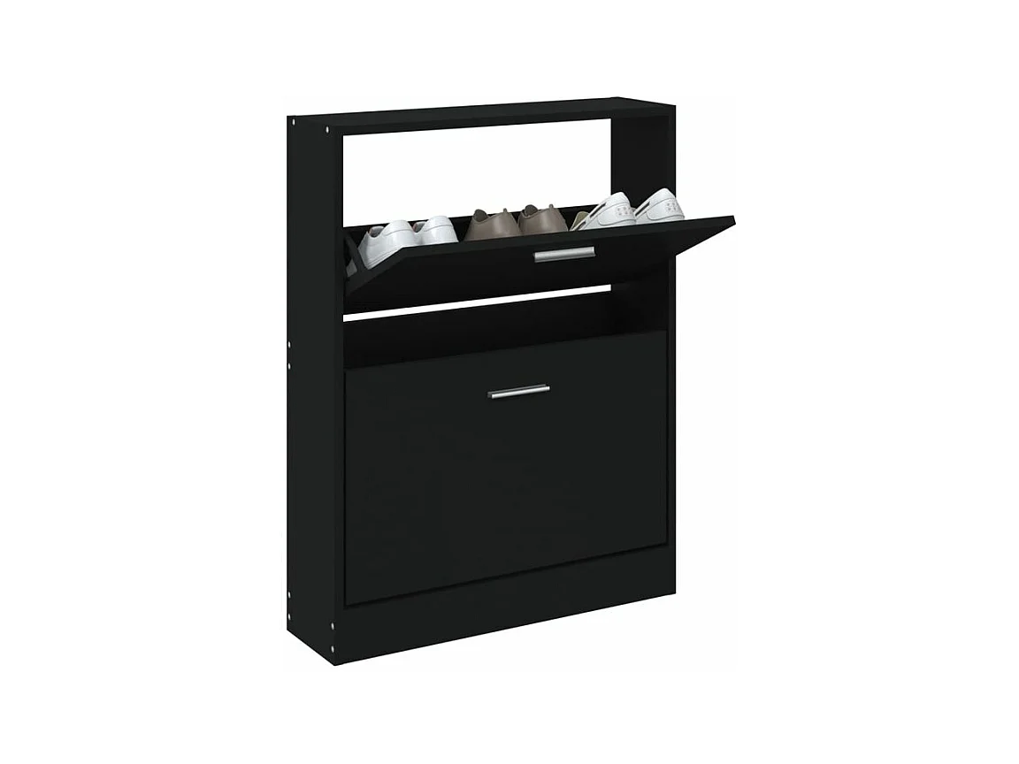 Armoire à chaussures en bois Puerto L59xH81xP17 – 2 portes rabattables-Couleur Noir