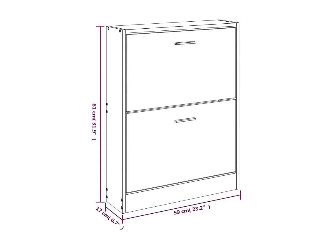 Armoire à chaussures en bois Puerto L59xH81xP17 – 2 portes rabattables-Couleur Noir