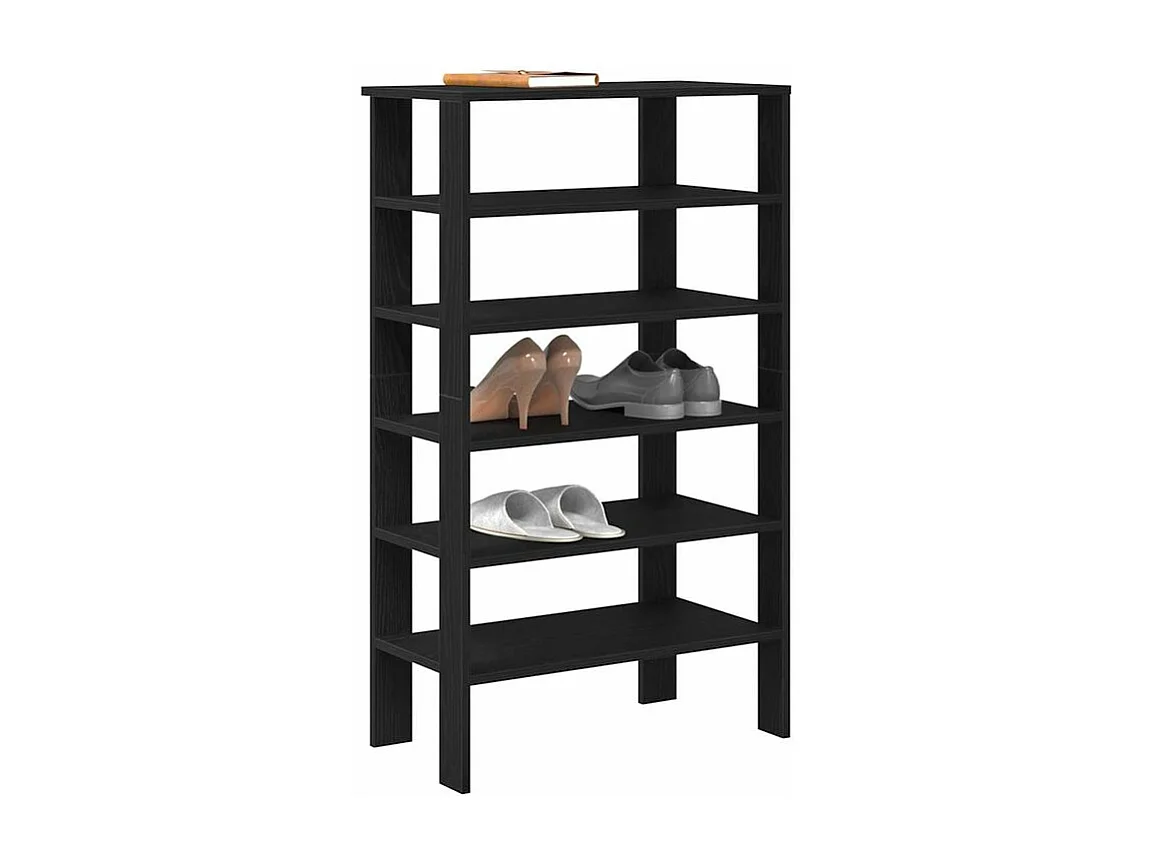 Étagère à chaussures noir 61x32x105 bois d'ingénierie