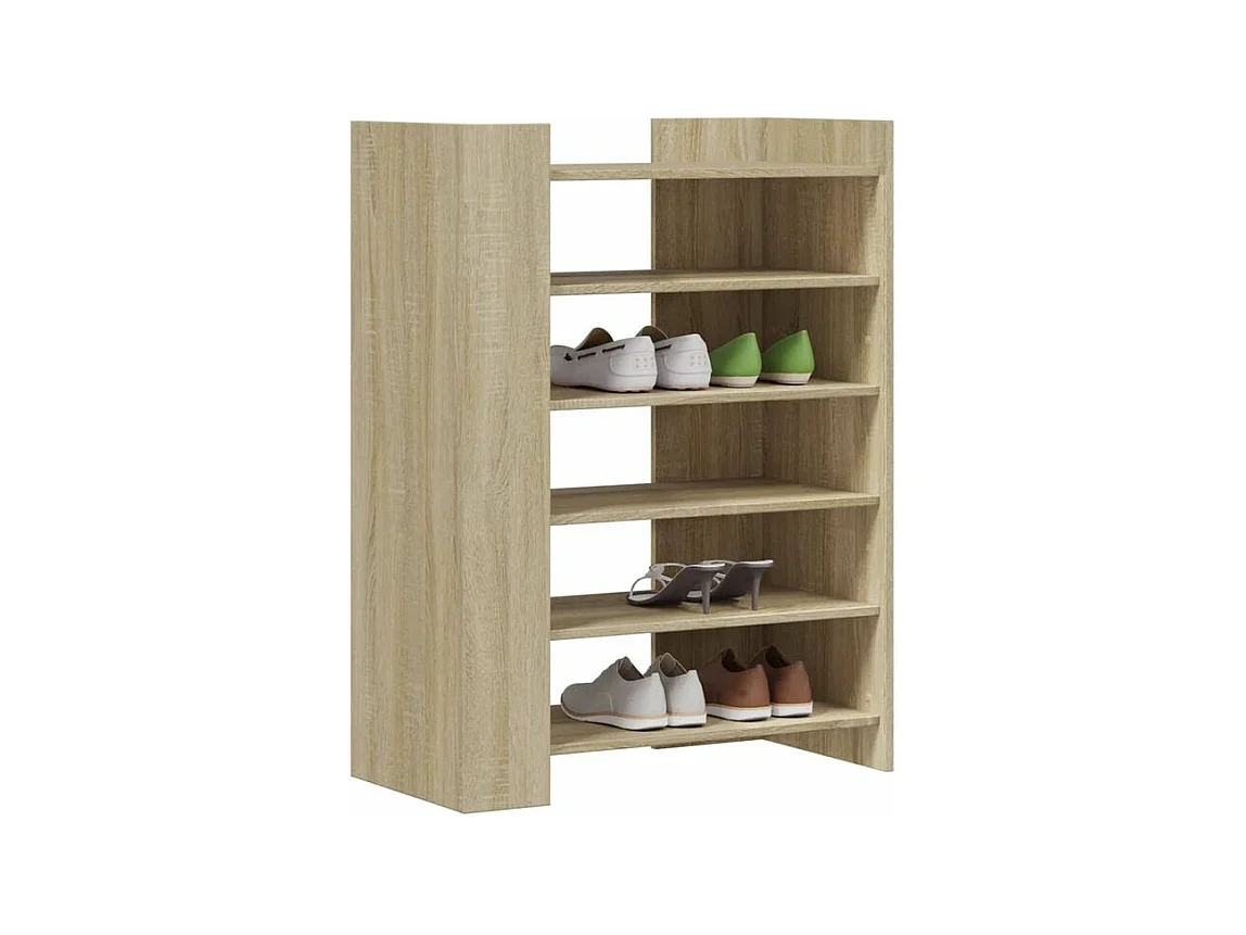 Etagères à chaussures en bois Lizza L75xH100xP38 – Élégance et praticité-Couleur Chêne clair