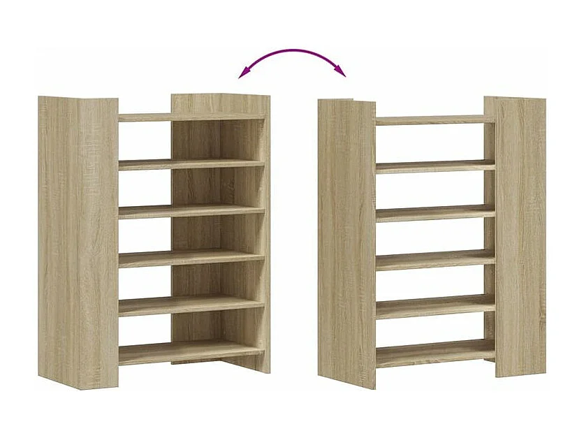 Etagères à chaussures en bois Lizza L75xH100xP38 – Élégance et praticité-Couleur Chêne clair