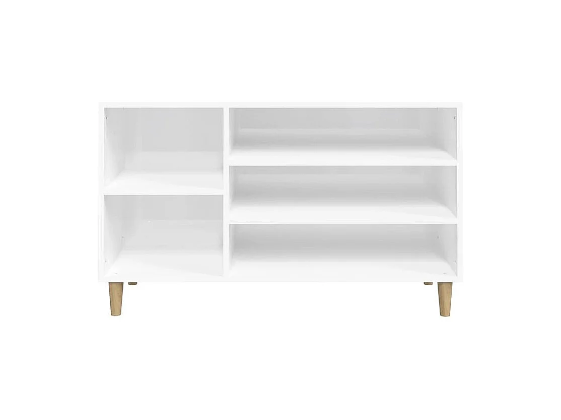 Meuble à chaussures Briko – Style et rangement optimal-Couleur Blanc brillant-Modèle de pieds Naturel