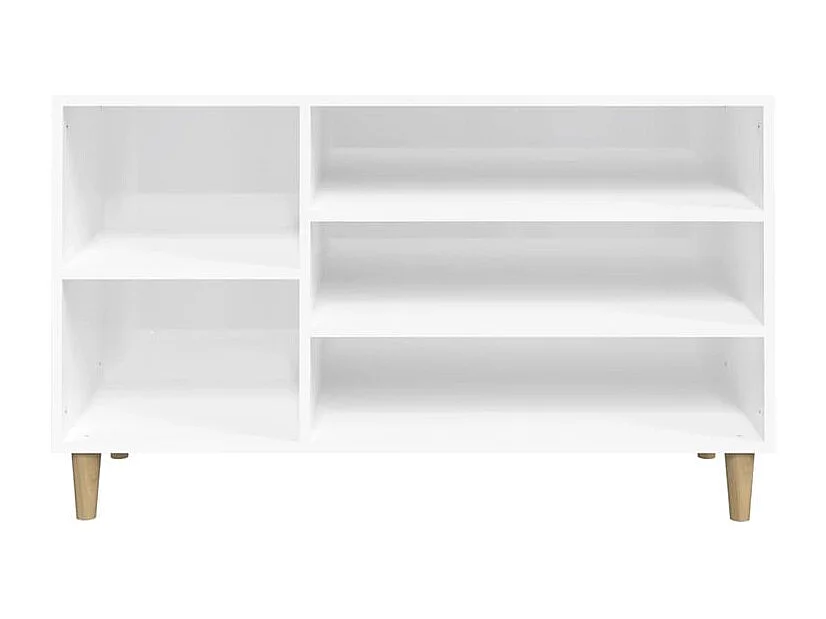 Meuble à chaussures Briko – Style et rangement optimal-Couleur Blanc brillant-Modèle de pieds Naturel