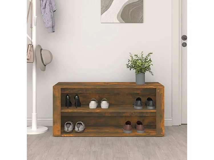 Étagère à chaussures Chêne fumé 100x35x45 Bois d'ingénierie