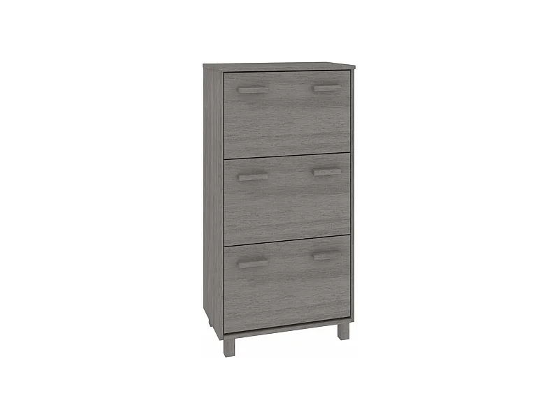 Armoire à chaussures en pin massif Verla L 60x117 - Format Pratique-Couleur Gris