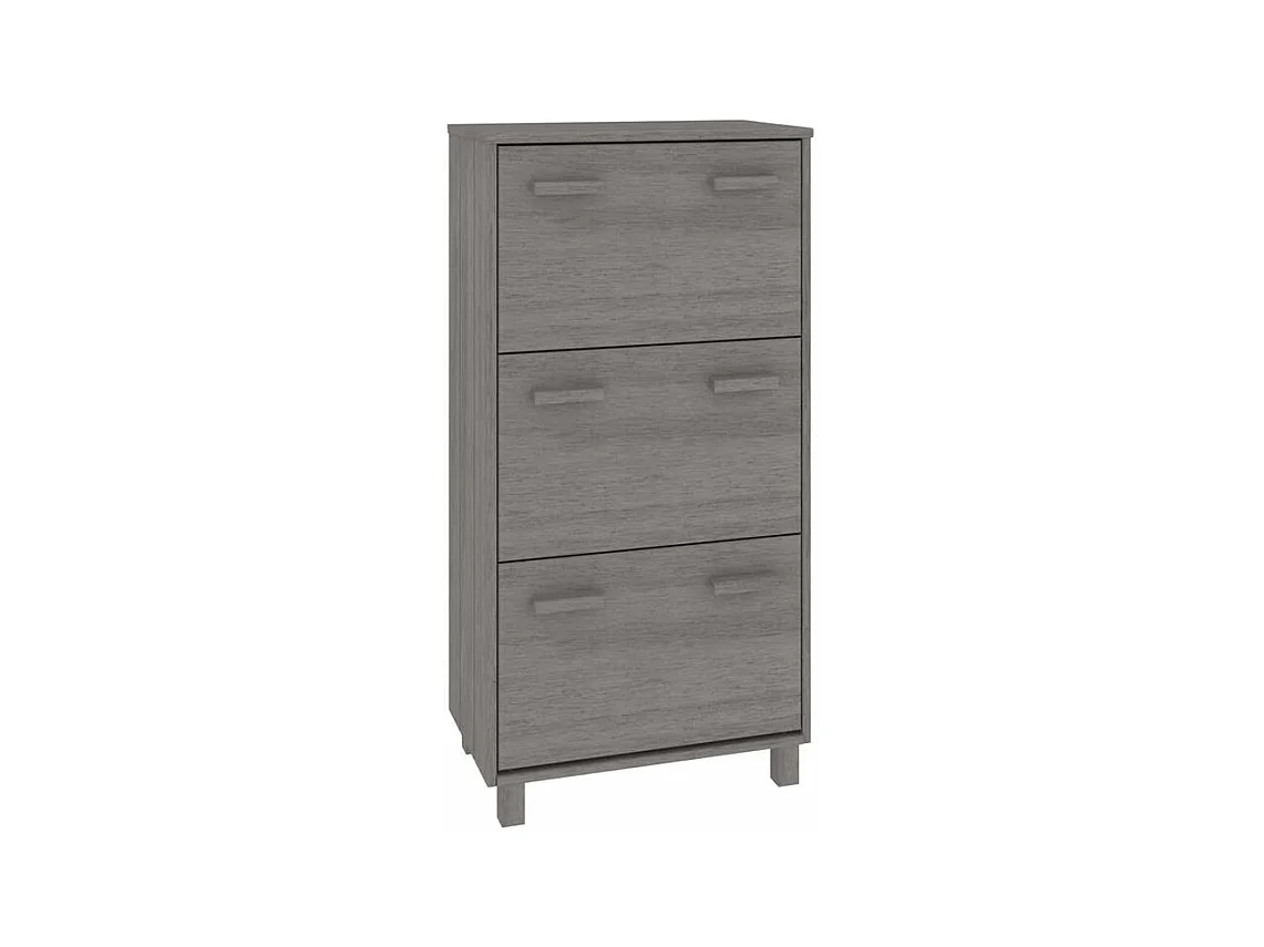 Armoire à chaussures en pin massif Verla L 60x117 - Format Pratique-Couleur Gris