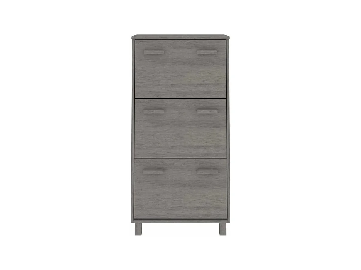 Armoire à chaussures en pin massif Verla L 60x117 - Format Pratique-Couleur Gris
