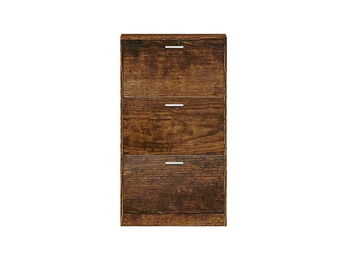 Armoire à chaussures en bois Puerto L59xH108xP17 – 3 portes rabattables-Couleur Marron fumé