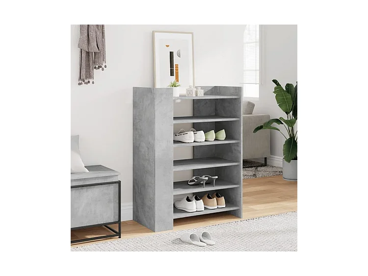 Etagères à chaussures en bois Lizza L75xH100xP38 – Élégance et praticité-Couleur Gris béton