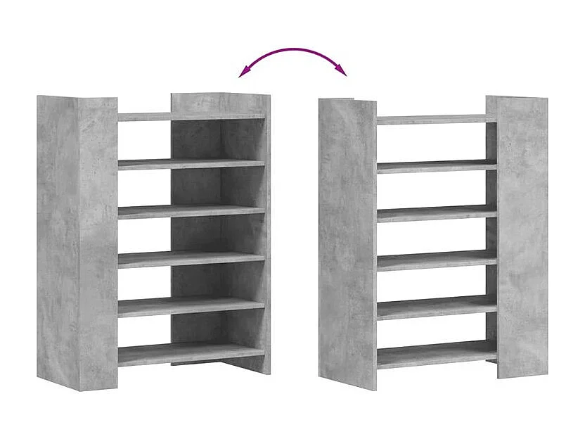 Etagères à chaussures en bois Lizza L75xH100xP38 – Élégance et praticité-Couleur Gris béton