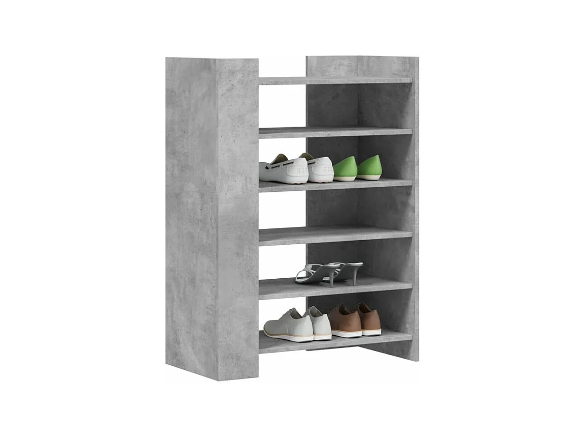 Etagères à chaussures en bois Lizza L75xH100xP38 – Élégance et praticité-Couleur Gris béton