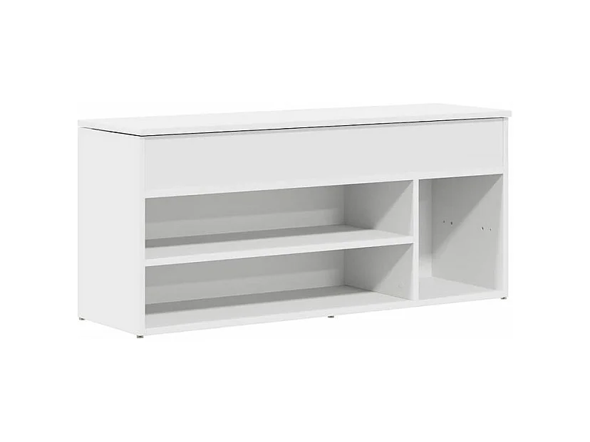 Banc à chaussures blanc 102x30,5x45 bois d'ingénierie