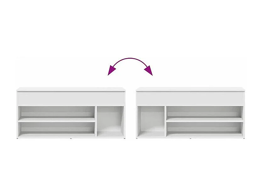 Banc à chaussures blanc 102x30,5x45 bois d'ingénierie