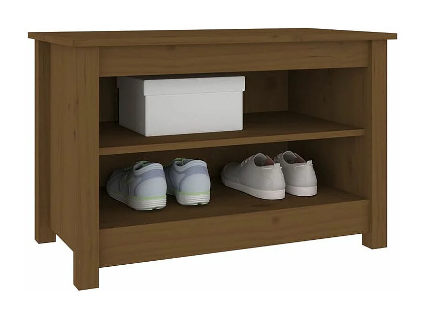 Banc à chaussures en bois massif Klouda – Élégant et fonctionnel-Couleur Marron-Largeur 70 cm
