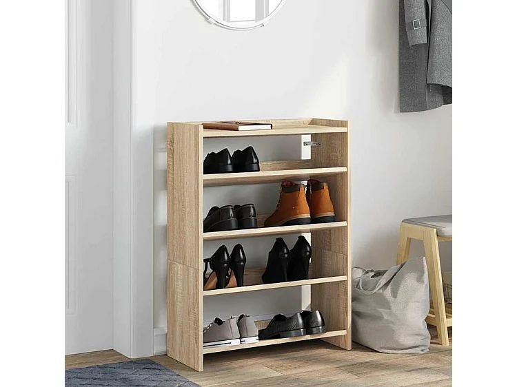 Étagère à chaussures chêne sonoma 80x25x61,5 bois ingénierie