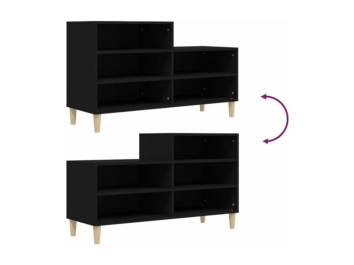 Armoire à chaussures Noir 102x36x60 Bois d'ingénierie