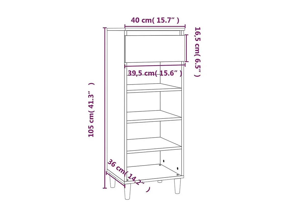 Armoire à chaussures Sonoma gris 40x36x105 Bois d'ingénierie