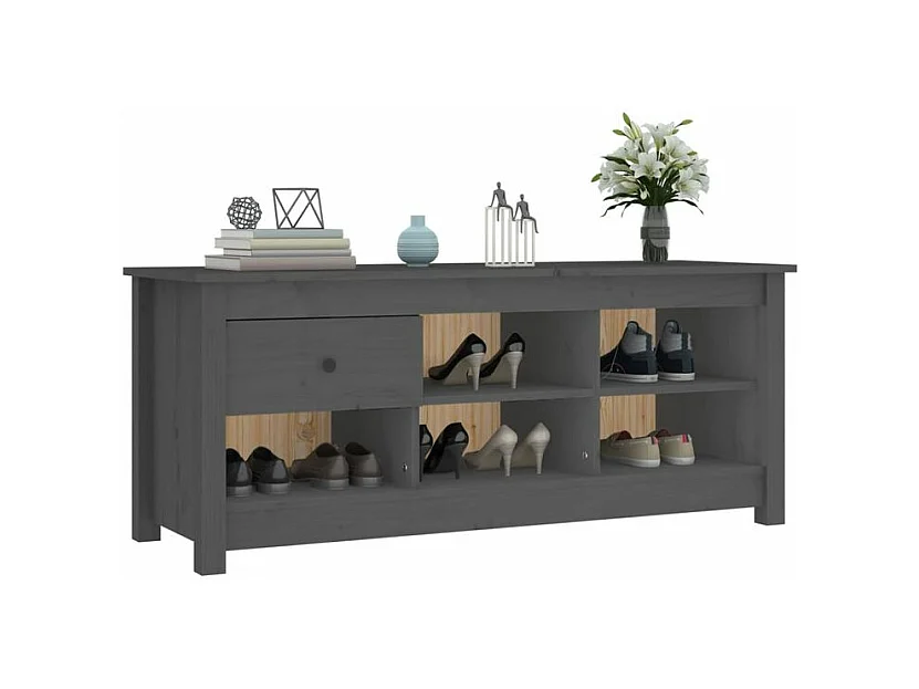 Armoire à chaussures Gris 110x38x45,5 Bois de pin massif