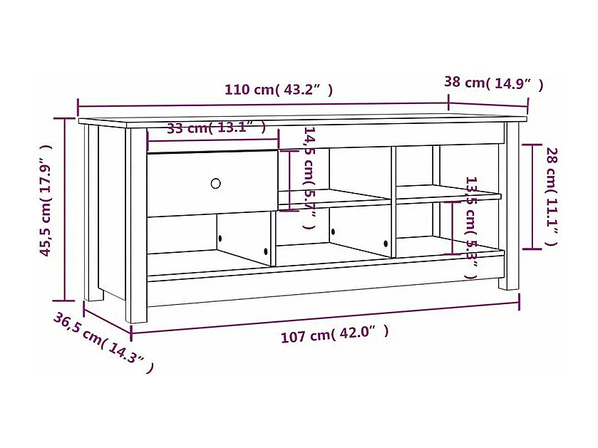 Armoire à chaussures Gris 110x38x45,5 Bois de pin massif