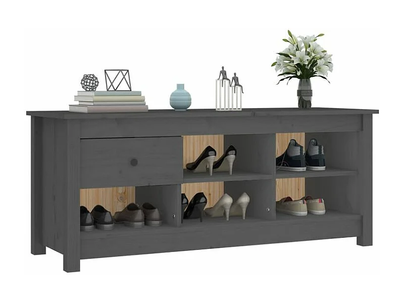 Armoire à chaussures Gris 110x38x45,5 Bois de pin massif