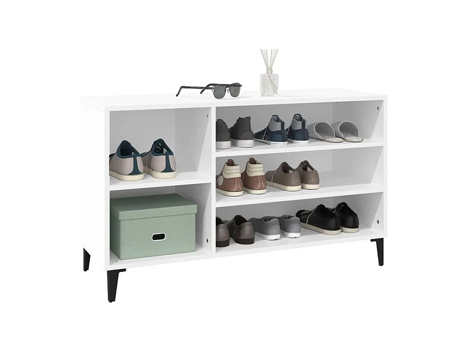 Meuble à chaussures Briko – Style et rangement optimal-Couleur Blanc-Modèle de pieds Noir fin